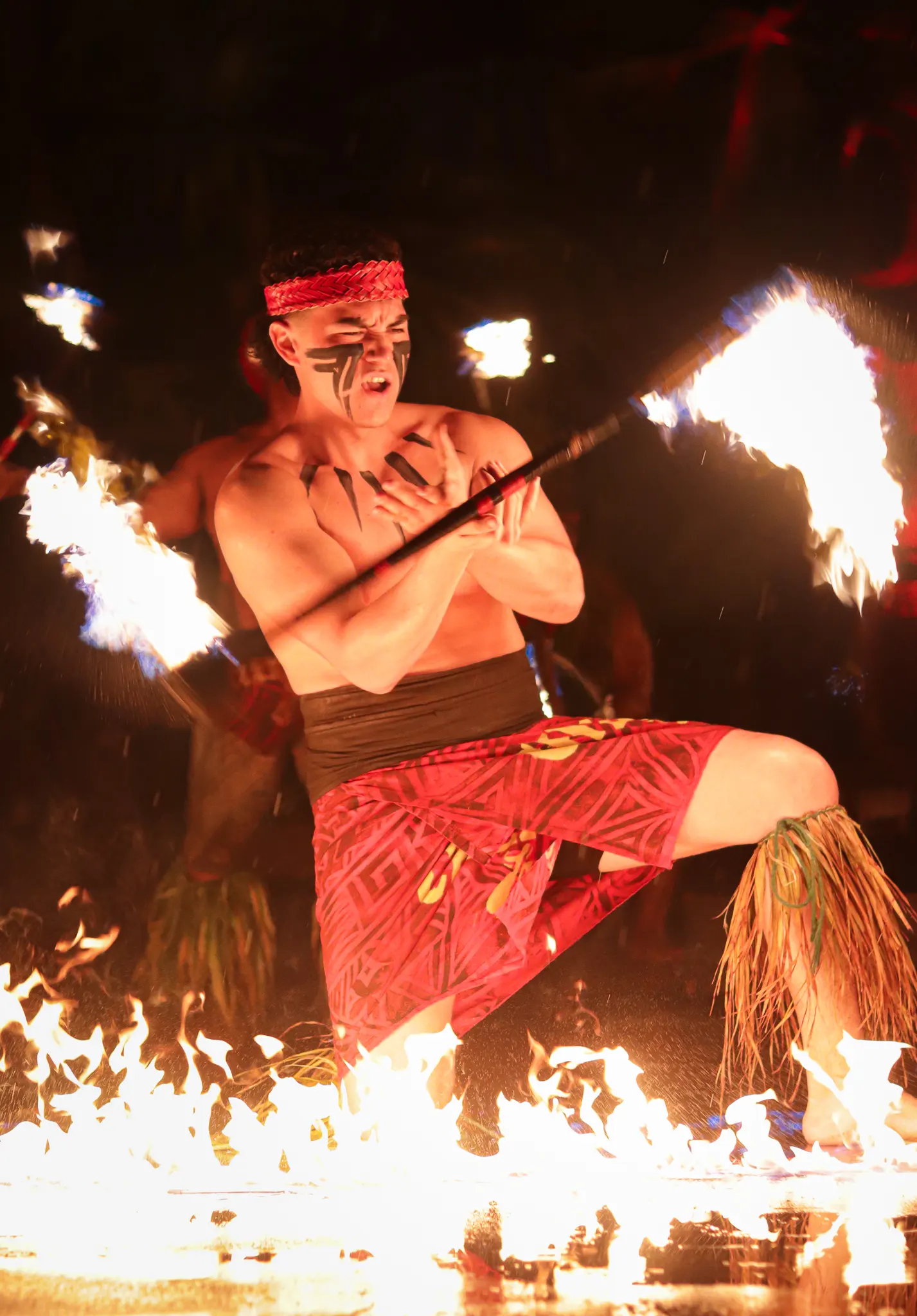 Fire knife dancer at Chief's Luau