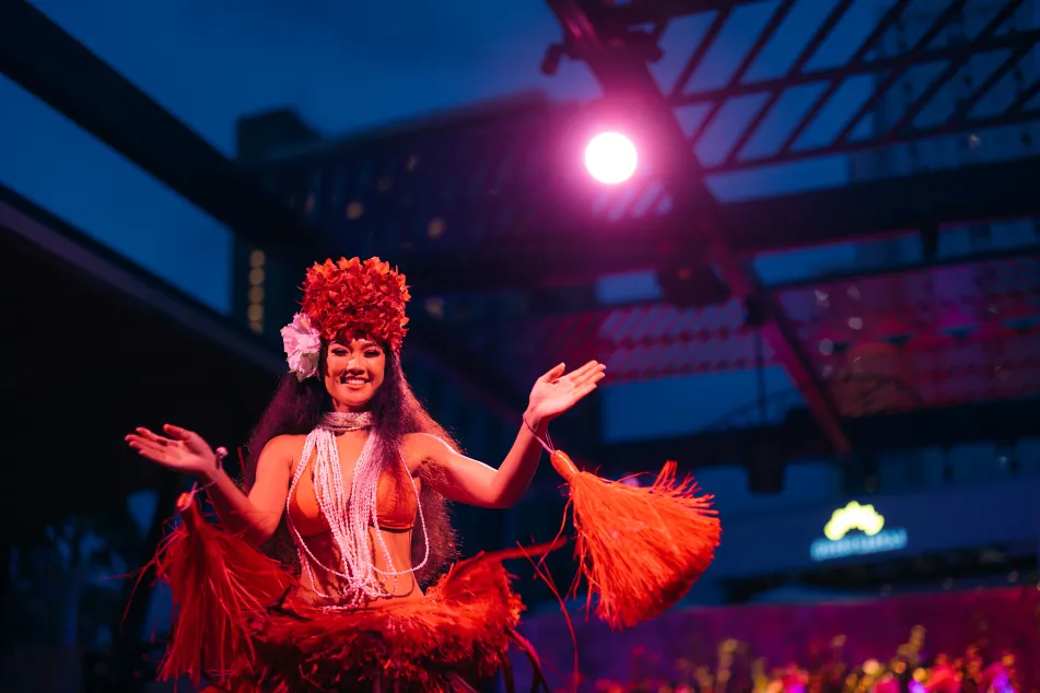 Tahitian dancer on the Pa'ina Waikiki rooftop